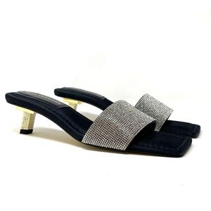 Good American Kickstand Slide Sandal Mules Black Diamond Size 7.5